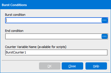 The Burst Conditions dialog box in its default state.